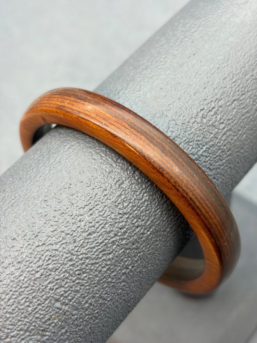 Vintage Wooden Bangle Bracelet 2.75 In Diameter Smooth Rustic Brown Artisan Boho